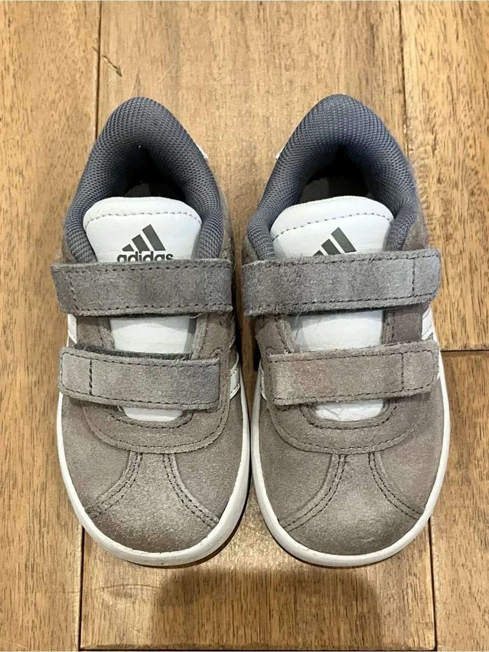adidas Kids Gray Suede Velcro Sneakers
